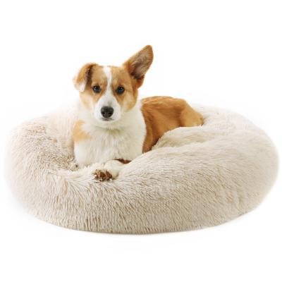 China Factory Price Viable Large Plush Cat Dog Donut Cave Bed Machine Wash Round Eco Friendly Pet Bed Mat for sale