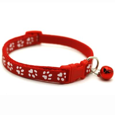 China Amazon Hot Stocked Pet Collars Design 3 Choose Adjustable Multi-colors Paw Print Dog Collars Cute For Pets With Bell Anti-lost for sale