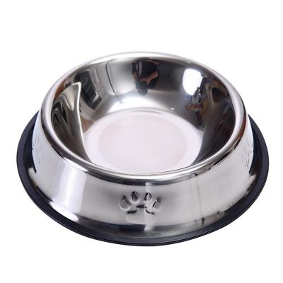 China Wholesale Custom Stocked Luxury Dog Bowls Feeding Dish Non-Slip Rubber Bases Stainless Steel Dog Bowl for sale