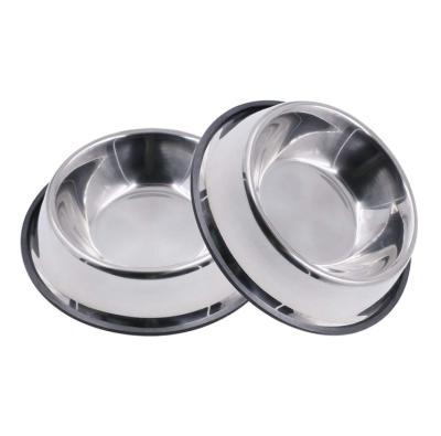 China Wholesale Easy Clean Stainless Dog Bowl Stocked Feeding Dish Double Home Outdoor Non-Slip Dogs Bowl for sale