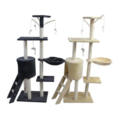 China Cat Tree Luxury Cat Tower Fast Delivery Roomy Stocked Boom Fully Wrapped Lined Sisal Post Cat Tower Tree for sale