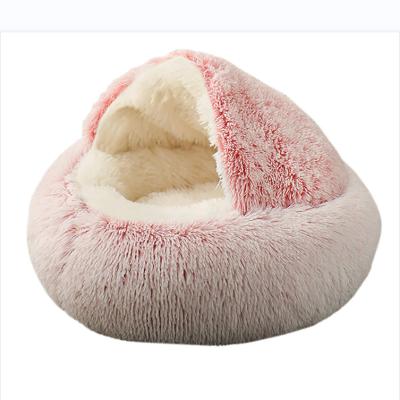 China Pet Bed Accessories Crystal Round Plush Soft Comfortable Colorful Semi-Closed Pet Bed Nest Stocked Luxury Mat For Dog Cat for sale