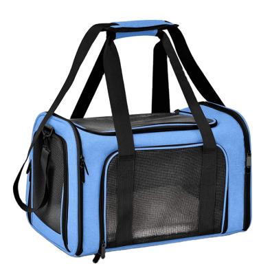 China Wholesale Manufacturer Viable Portable Pet Cat Carrying Bag for Cat Puppies Travel Hiking Walking Cat Bag blue for sale