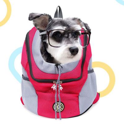 China Low MOQ Pet Travel Backpack Double Shoulder Portable Backpack Dog Carrier Bag Travel Set Outdoor Stored for sale