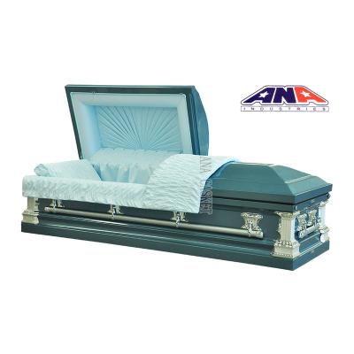 China New Style Size Sky Blue Finish Burial Supplies Metal American Design Customized Casket Hardware for sale