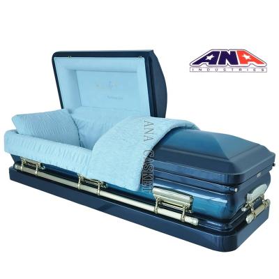 China ANA Style Metal Supplies American Style Funeral Coffin Velvet 18 GA Interior Steel Casket for sale