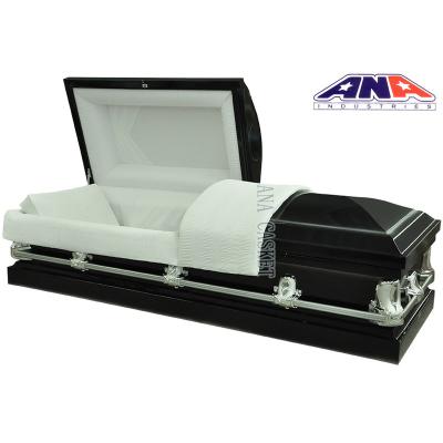 China American hot sale accessoris china style dome ataudes funeral supplies black 20 ga metal casket steel casket for sale