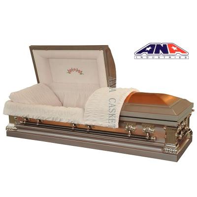 China ANA High Gloss Solid American Funeral Copper Supply China Style Adult Casket for sale