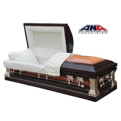 China ANA High Gloss Velvet Interior American Metal Manufacturer Casket Style Luxury Copper Casket for sale