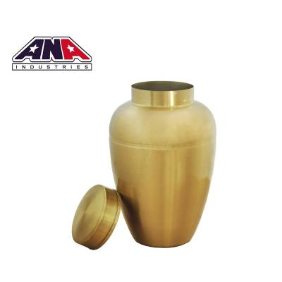 China ANA Chinese American Wholesale Funeral Supplies Style Stainless Steel Gold Human Cremation Ashes Round Urns For Dead for sale