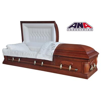 China American Style ANA Funeral Supply Pecan Veneer Caskets Made in China for sale