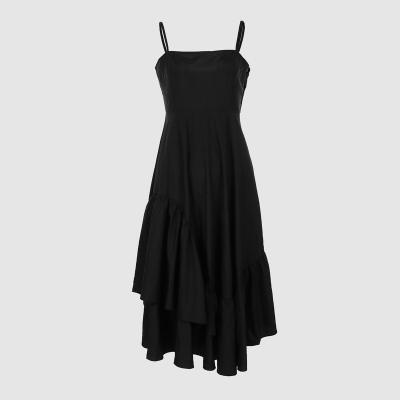 China New Design Breathable Summer 2022 Spaghetti Strap Women's Fashionable Midi Black Backless Sexy Casual Dress for sale