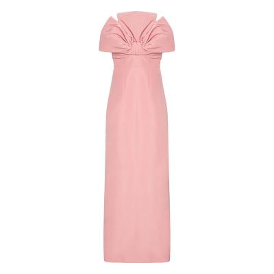 China Breathable 2022 Latest Design Fashionable Off Shoulder Women Long Maxi Elegant Evening Dresses Pink Summer Party Dress for sale