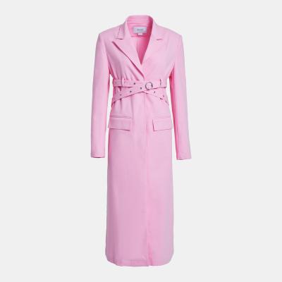 China 2022 New Autumn Lateste Design Trendy Fashionable Women's Casual Pink Trench Coat Long Breathable Ditch Coat for sale