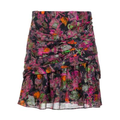 China 2022 Latest Arrival Breathable Fashionable Summer Floral Shorts Ruched Chiffon Sexy Girls Mini Skirt for sale