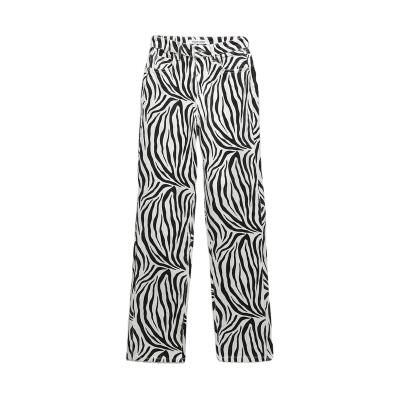 China 2022 Latest Design Fashionable Cotton Women's Summer Casual Organic Print Zebra Pants Breathable Straight Pants for sale