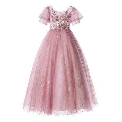 China New Fashionable Regular Trending 2022 Mesh Luxury Cute Flower Girl Appliqued Embroidery Dress Wedding Kids Dresses for sale