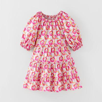 China 2022 Newest Design High Quality Long Sleeve Floral Cotton Lovely Breathable Casual Cute Babies Dresses 2-12 for sale