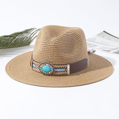 China 2023 Sun Protection Fedora Ladies Dress Straw Hats Summer UV Protection Bohemian Soft Paper UV Protection Foldable Straw Lifeguard Beach Sun Visor Hat for sale