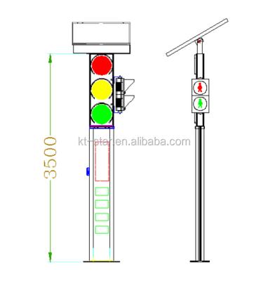 China Solar Wireless Traffic Light With Pedestrian Button 3500*500*150mm for sale