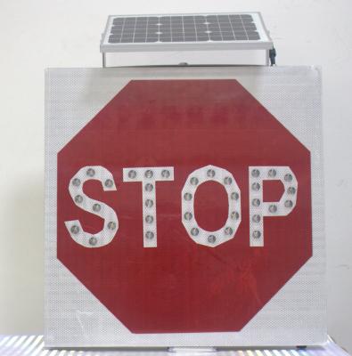 China High Bright Solar Traffic Road STOP Signs With LED Lighting 800*800*65mm for sale