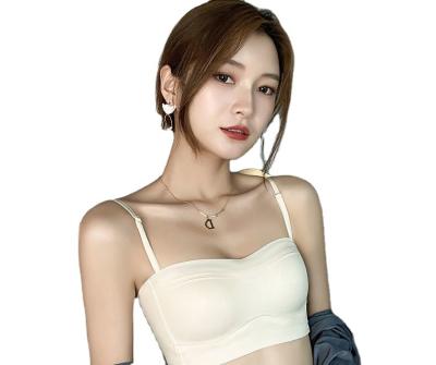 China 2021 Sellers Lenceria V-Neck Tube Top QUICK DRY Seamless Padded Camisole Bandeau Sports Sleep Elastic Ties Underwear Bra Lingerie for sale