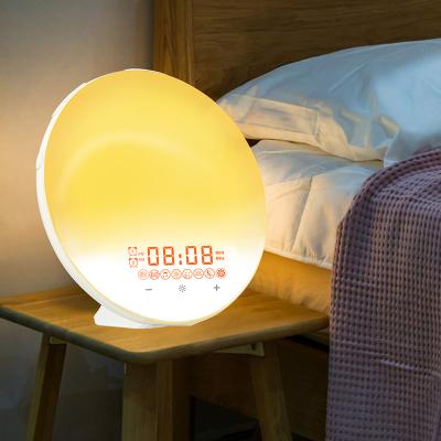 China Bedroom Radio Night Light Wake Up Sunrise Light Simulation Double Light Alarm Clock for sale