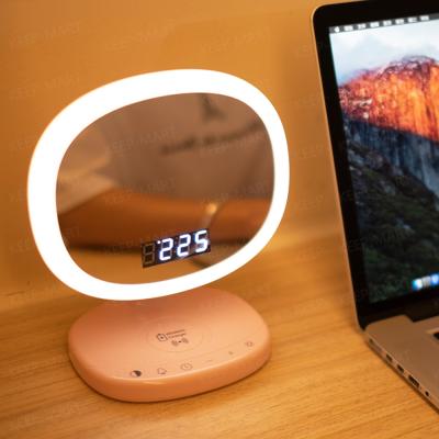 China Wireless Phone Charging Four-in-one Wireless Phone Charging Mirror Lighted Cosmetic Desk Lamp for sale