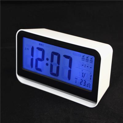 China Blue touch sensor backlight night light and doze desk high quality European standard digital alarm clock for sale