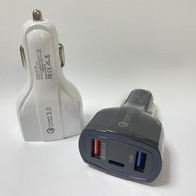 China 35W 7A Fast Charging 3 Ports Type C Quick Charge QC 3.0 USB-C In-Car USB C Car Charger Quick Charge 35w for sale