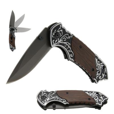 China Lightweight Strong Hunting Portable Outdoor Army Knives EDC Handle Pocket Folding Knife Camping Wooden Knives for sale