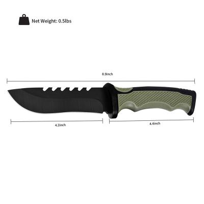 China Non-variable outdoor duty knife stainless steel drop blade with non-slip rubber handle for camping survival fixed blade knife for sale