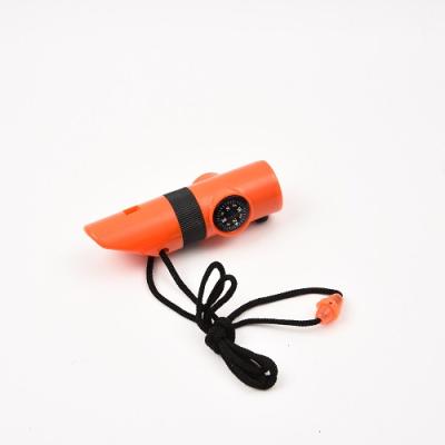 China Mini Plastic Orange 5-in-1 Survival Whistle Emergency Multifunctional Compass With Thermometer for sale