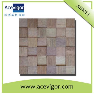 China Eco-friendly solid wood wall tiles, boat wood 3D wall mosaic tiles for sale