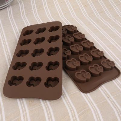 China Sustainable Amazon 3d Double Heart Shape Bar Mold Silicone Chocolate Molds for sale