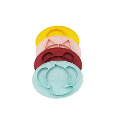 China Minimalist Manufacturer Custom Food Grade Non Slip Suction Kids Table Soft Animal Silicone Baby Dish for sale