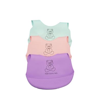 China Minimalist Silicone BPA FREE Waterproof Baby Bibs Adjustable Sets With Cartoon Factory Customized Bibs For Kids for sale