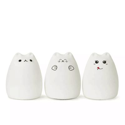 China 7 Color Babycare Bedroom USB Silicone Antibacterial Night Light with Hign Cat Shape for sale