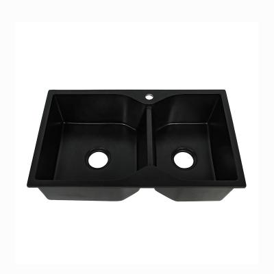 China Without Faucet 780x470x210mm Double Sink Quartz Stone Kitchen Stone Basin Sink Acrylic Pedicure Sink for sale