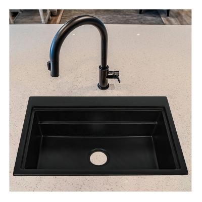 China Home Customizable Simple Black Compound Sink Kitchen Sink Large Size Quartz Granite Faucet Square Sink Without Basin for sale