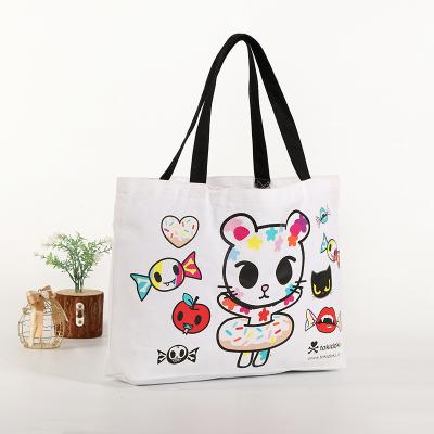 China Shopping Bags Fabric Canvas Bag Foldable Tote Cotton Handled Natural Handbag Printed With Logo for sale