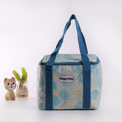 China Cold Handle Canvas Insulated Lunch Bag Insulated Thermal Cloth Zipper Bag With Custom Logo for sale