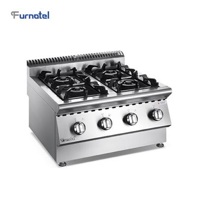 China Furnotel X Series Traditional Stainless Steel Commercial Top Black Gas Stove 4 Burner for sale