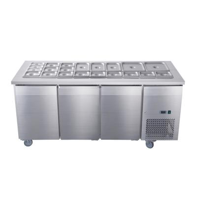 China Single-temperature FURNOTEL 3 Doors Fancooling Salad Bar Pre Station /Salad Vending Fridge for sale