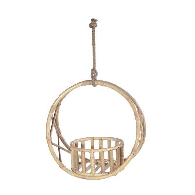 China New Design Modern Natural Rattan Flower Hanging Basket for sale