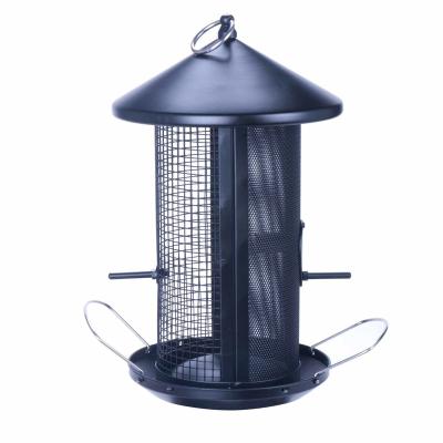 China Sustainable Garden Classic Double Cylinder Style Metal Bird House Bird Feeder for sale