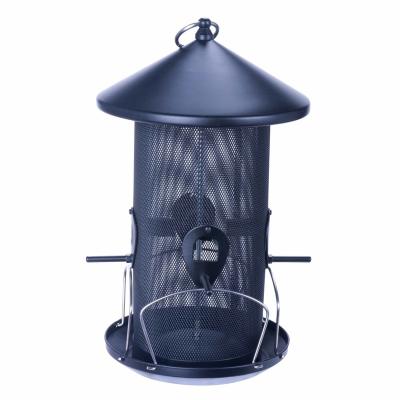 China Classic Viable Garden Cylinder Style Metal Bird House Bird Feeder for sale