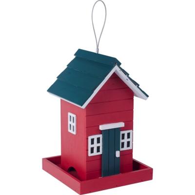 China Sustainable Classic European Style Wooden Bird House Wooden Garden Bird Feeder With Window And Door for sale