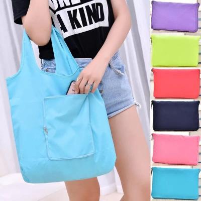 China Factory Wholesale Cheap Portable Folding Recycle Eco-Friendly Collapsible Folding Reusable Polyester Grocery Shopping Bag for sale