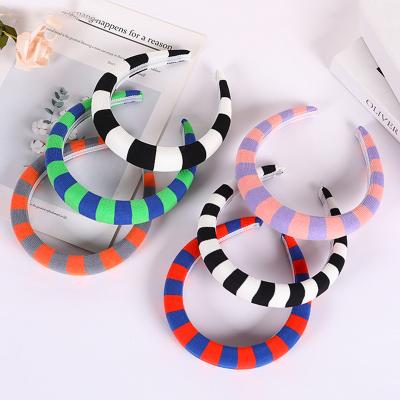 China New Fashion Women Retro Simple CLARMER Striped Environmental Friendly Hair Accessories Padded Knit Headband For Women for sale